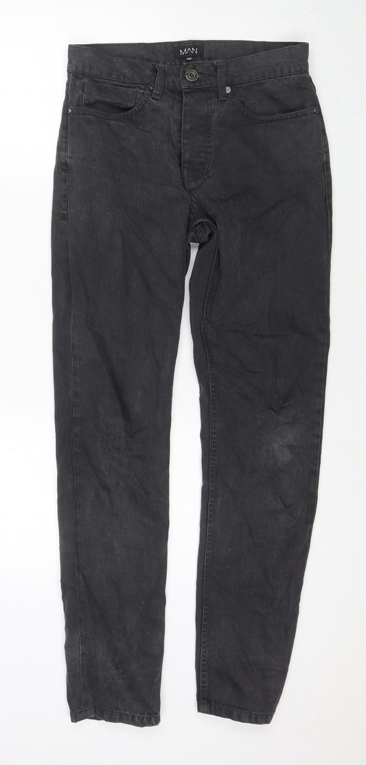 Boohoo Mens Black Cotton Skinny Jeans Size 28 in L29 in Regular Zip