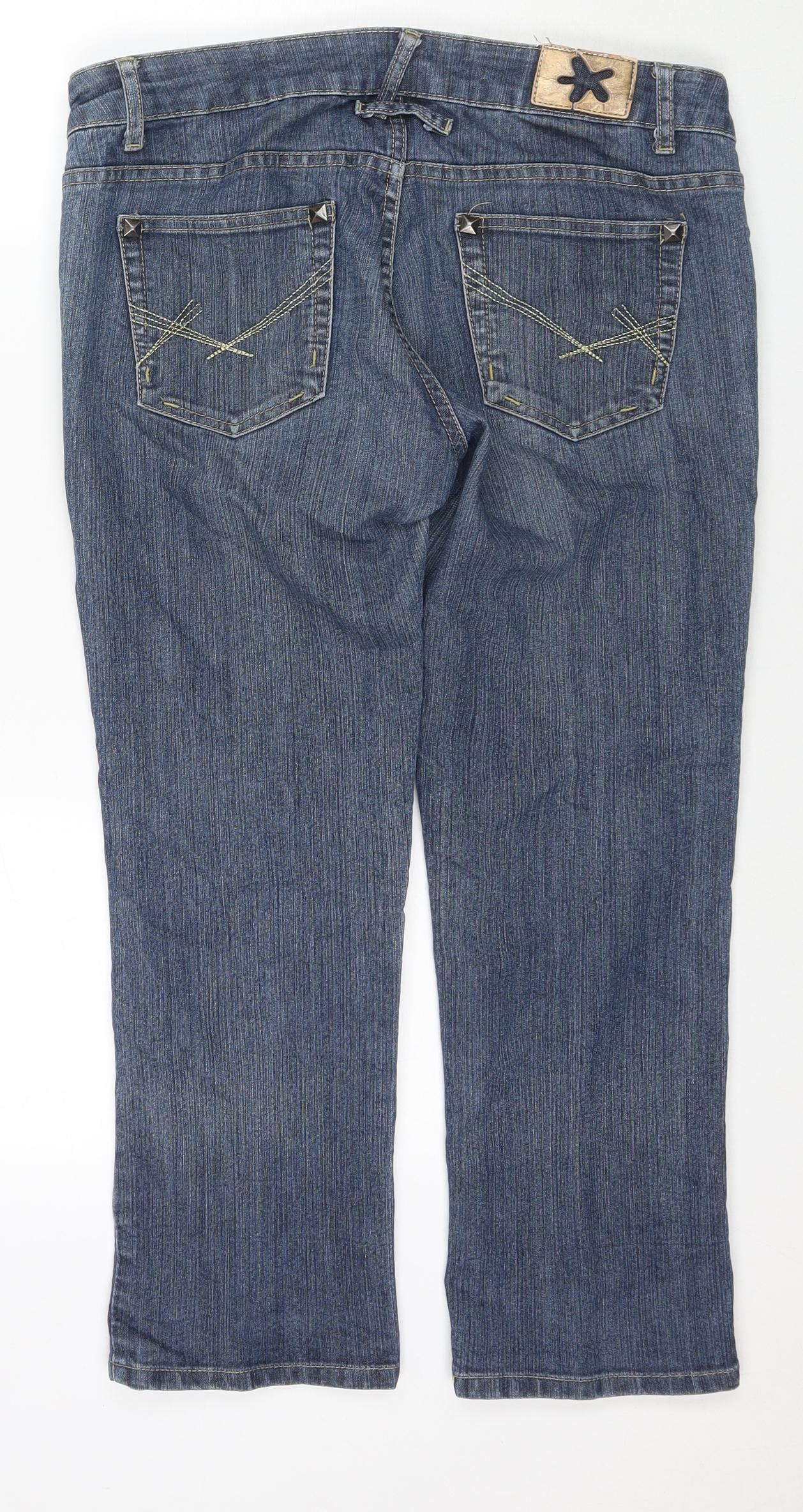 Woolworths Womens Blue Cotton Straight Jeans Size 34 in L24 in Regular Zip