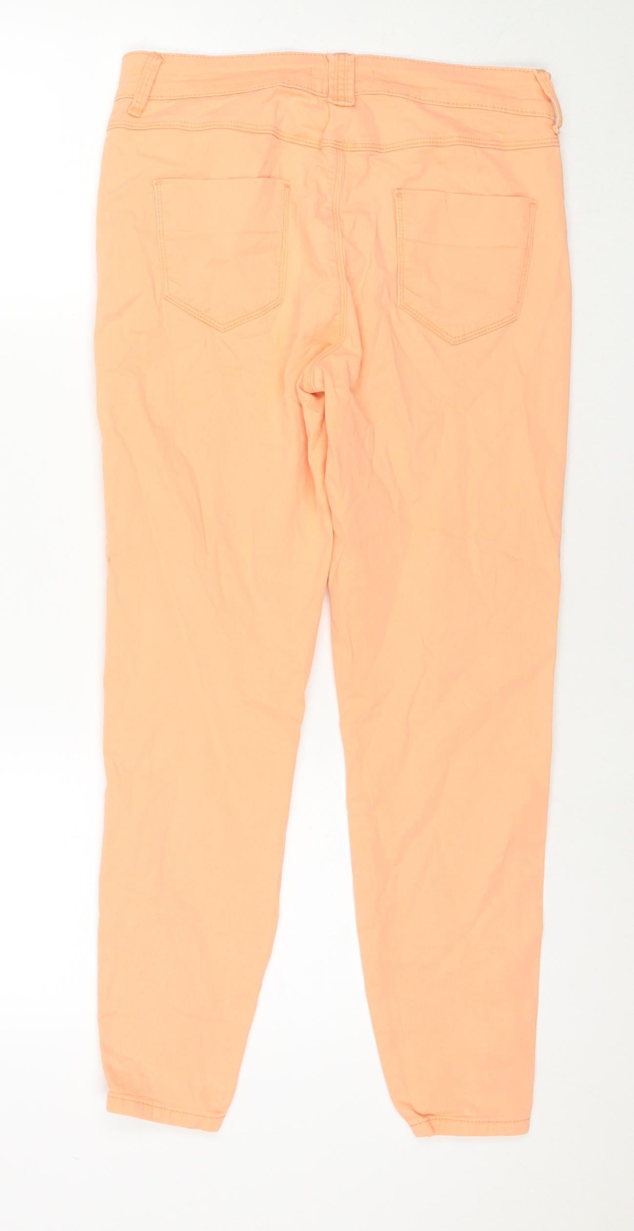 Marks and Spencer Womens Orange Cotton Straight Jeans Size 10 L26 in Regular Zip