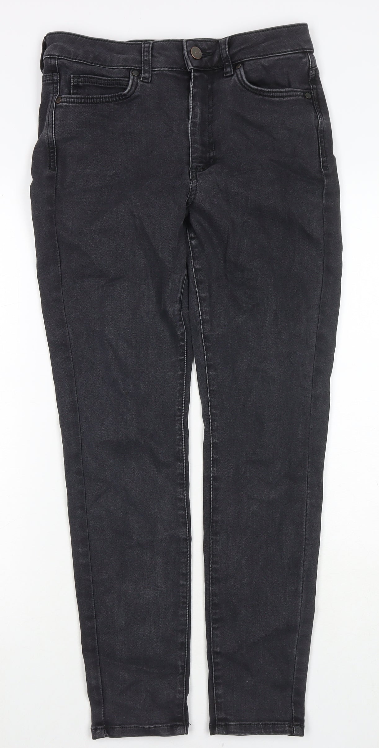 Marks and Spencer Womens Black Cotton Skinny Jeans Size 10 L27 in Regular Zip