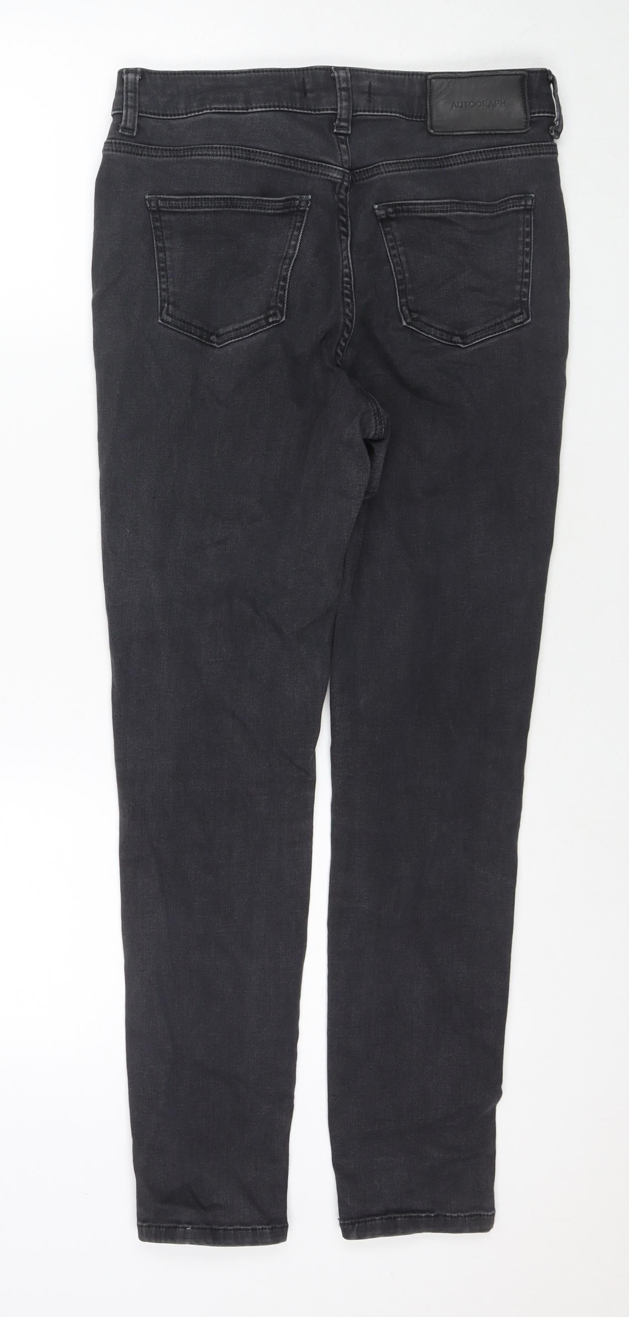 Marks and Spencer Womens Black Cotton Skinny Jeans Size 10 L27 in Regular Zip