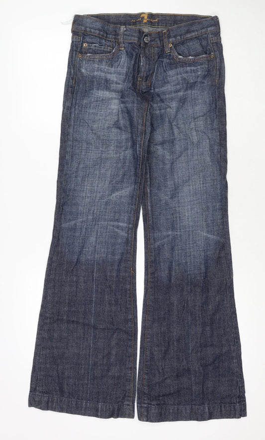 7 For All Mankind Womens Blue Cotton Bootcut Jeans Size 28 in L32 in Regular Zip