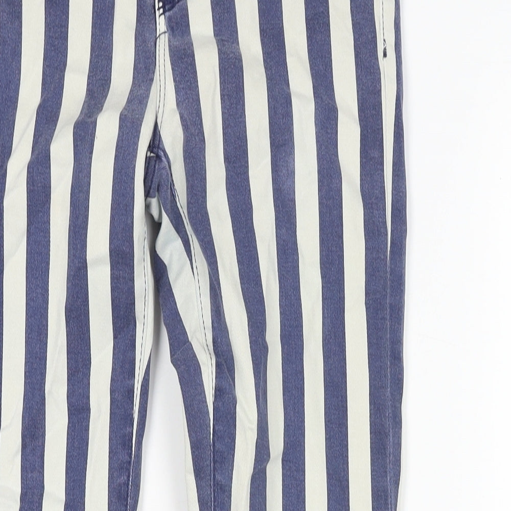 River Island Womens Blue Striped Cotton Skinny Jeans Size 8 L27 in Regular Zip