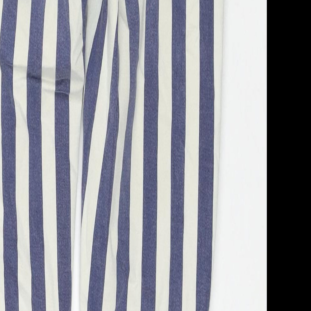 River Island Womens Blue Striped Cotton Skinny Jeans Size 8 L27 in Regular Zip