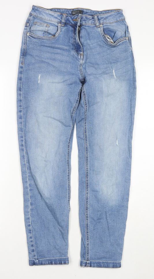 Papaya Womens Blue Cotton Straight Jeans Size 8 L26 in Regular Zip