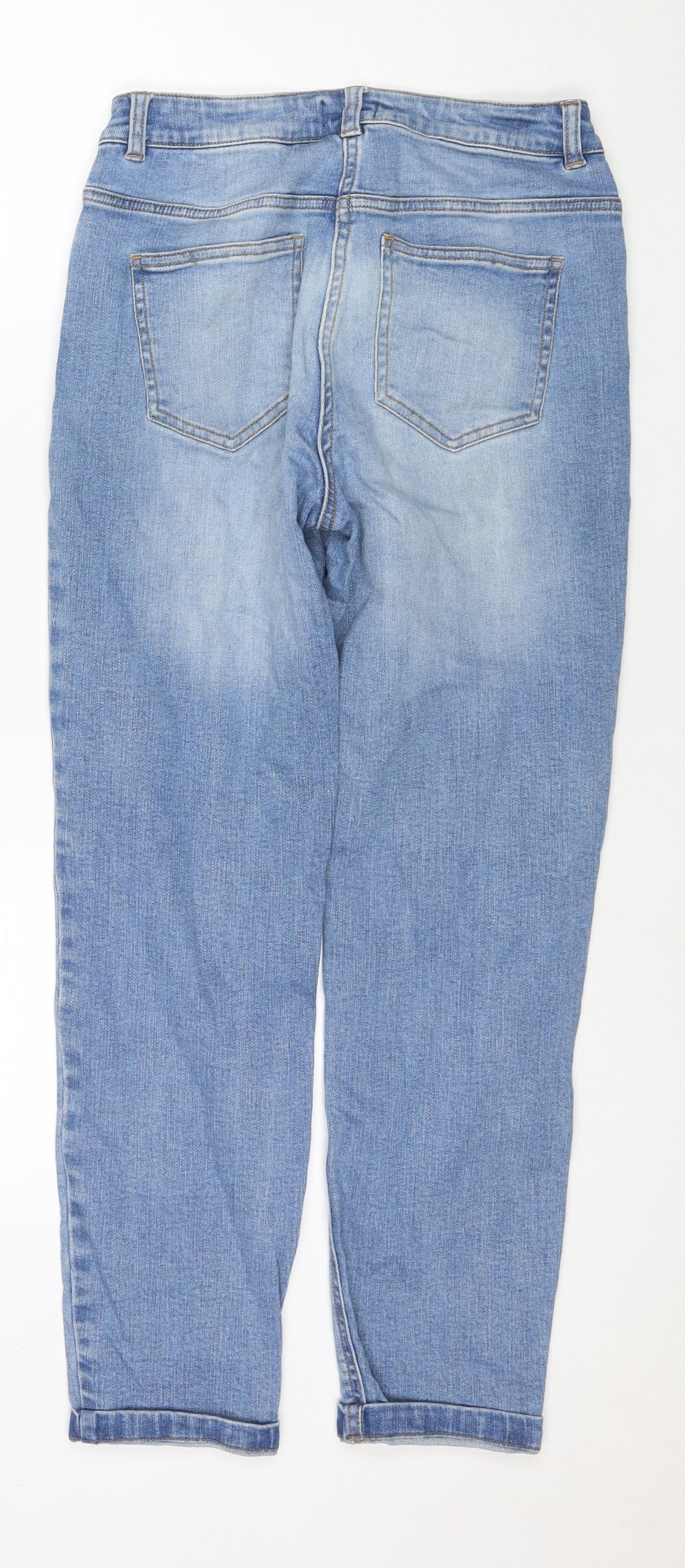 Papaya Womens Blue Cotton Straight Jeans Size 8 L26 in Regular Zip