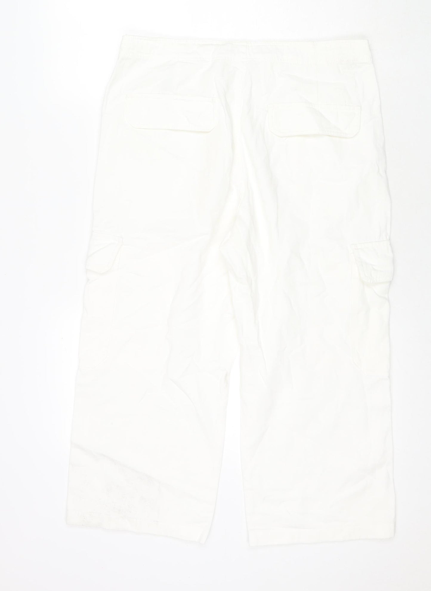 Zara Womens White Cotton Cropped Jeans Size 12 L21 in Regular Zip - Cargo Style