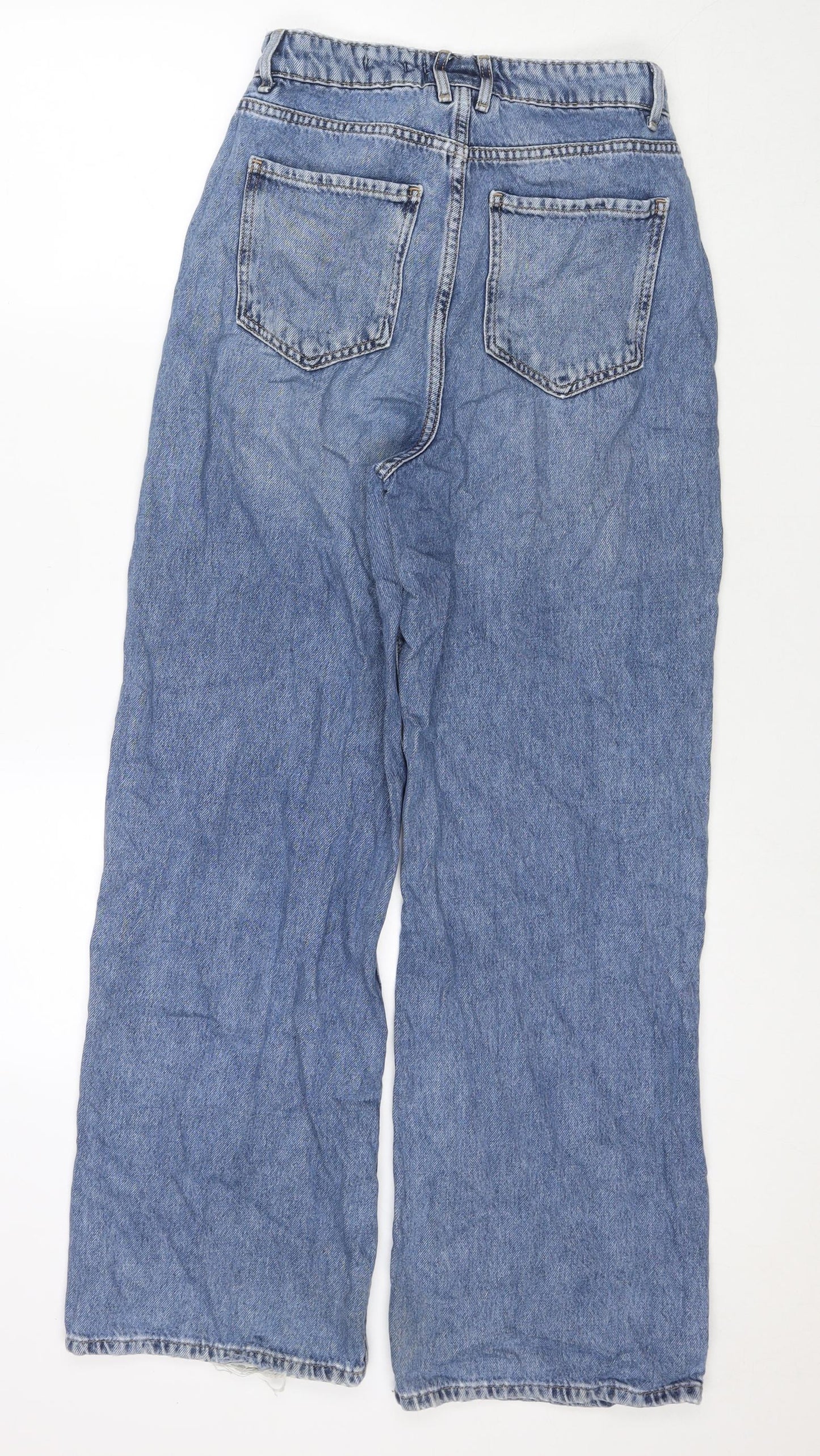 New Look Womens Blue Cotton Mom Jeans Size 8 L30 in Regular Zip