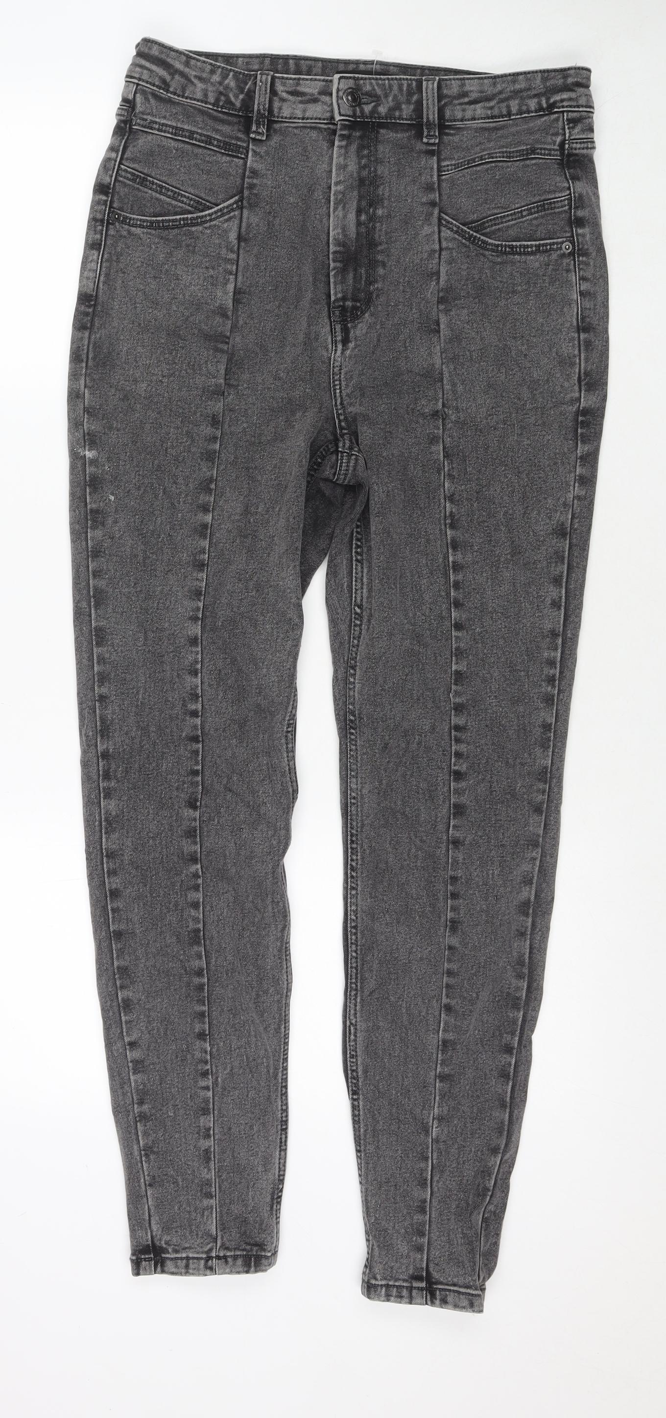 Sinsay Womens Grey Cotton Straight Jeans Size 12 L28 in Regular Zip