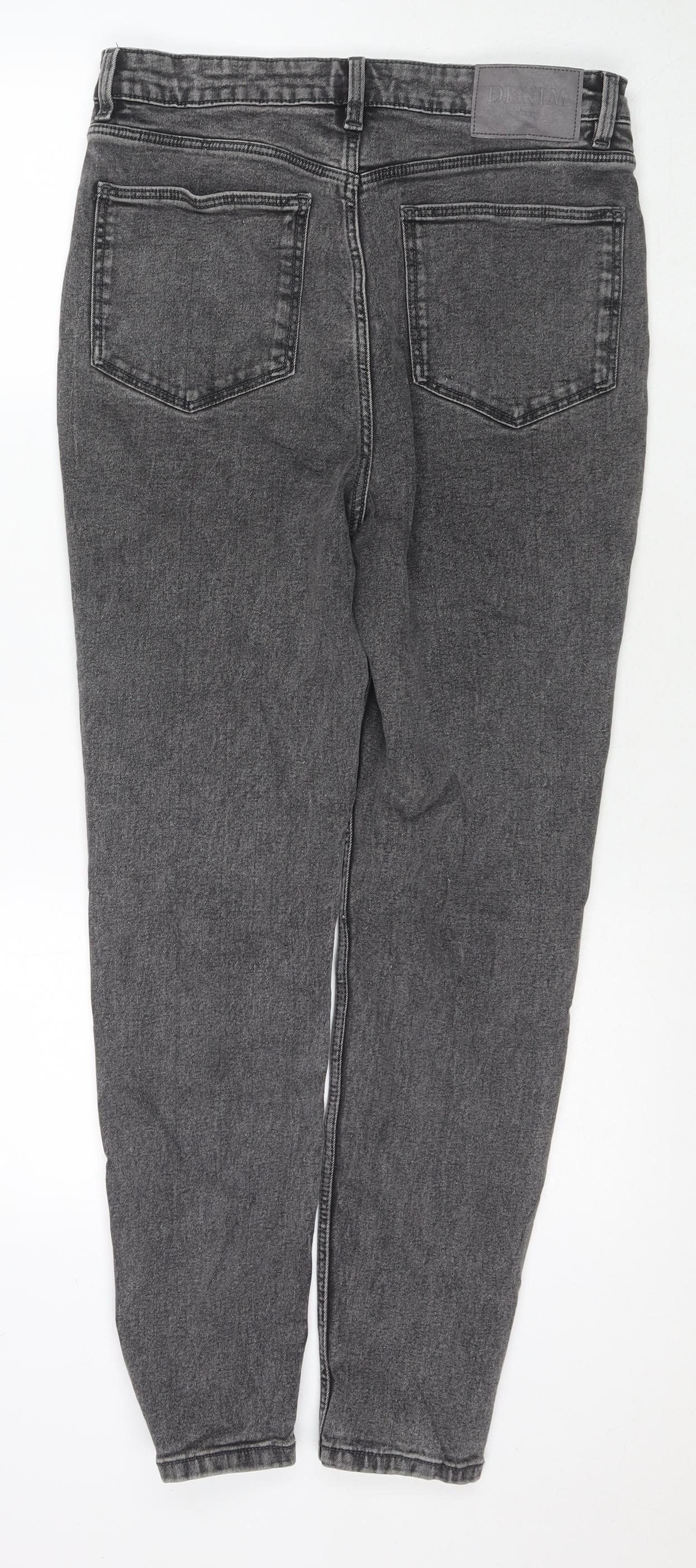 Sinsay Womens Grey Cotton Straight Jeans Size 12 L28 in Regular Zip