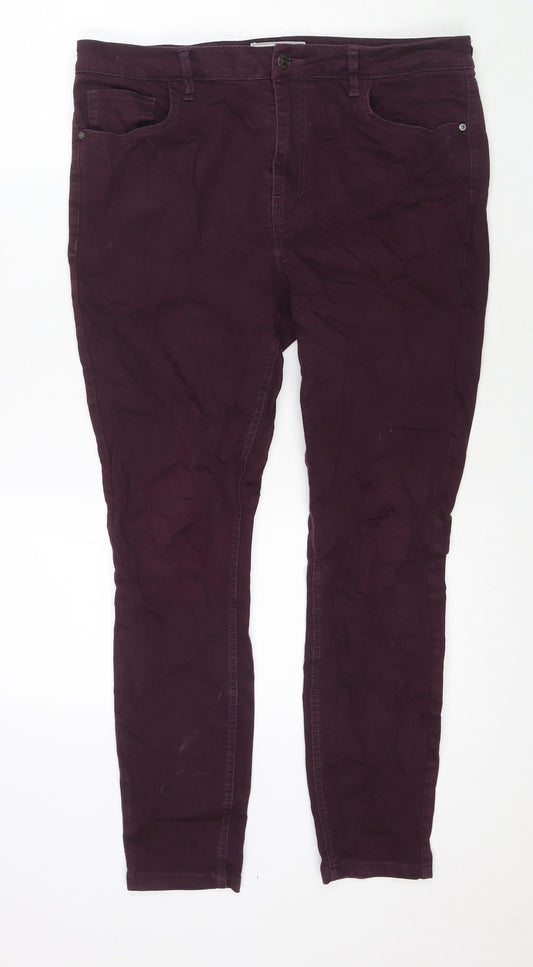 Fat Face Womens Purple Cotton Straight Jeans Size 14 L27 in Regular Zip