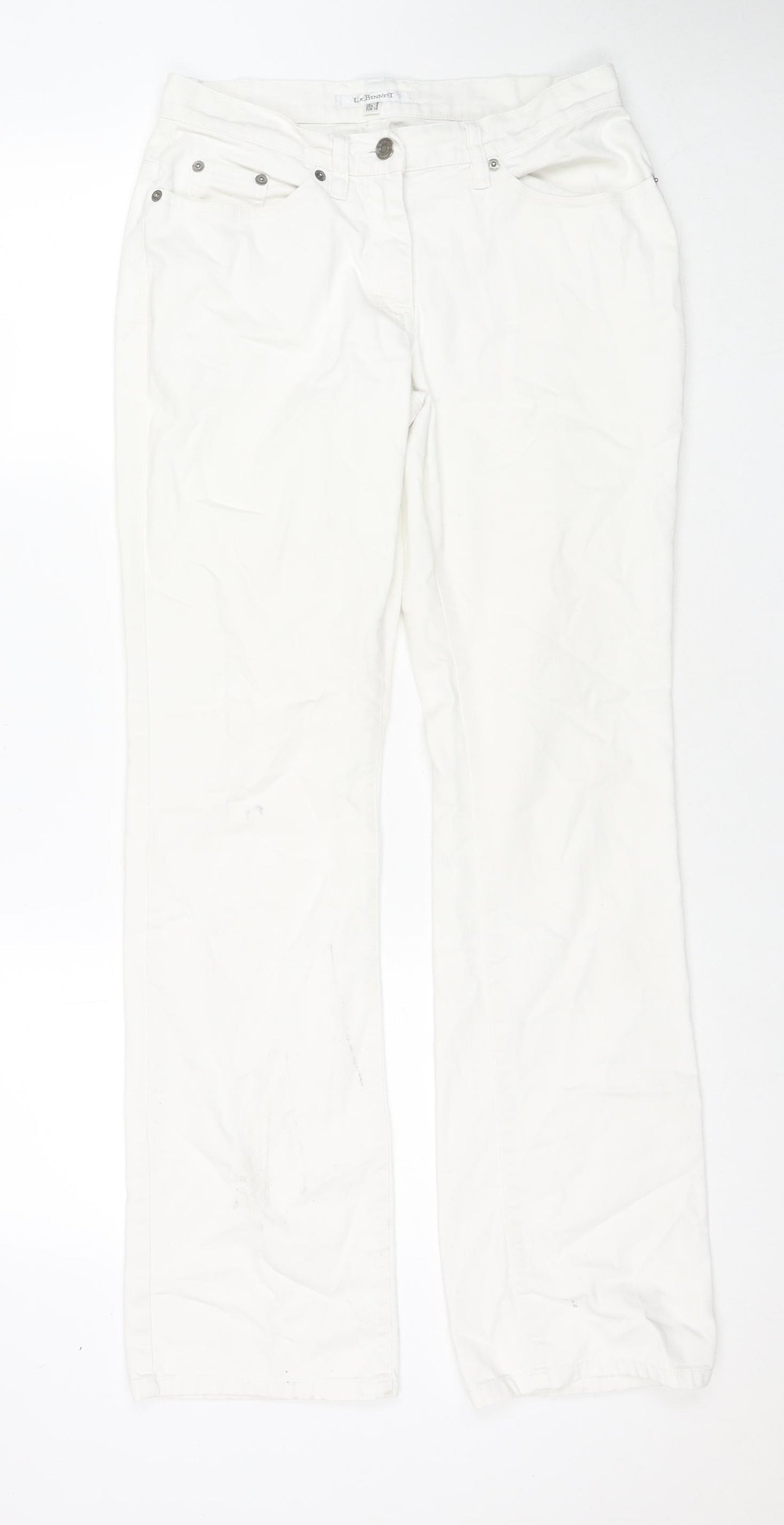 L.K. Bennett Womens White Cotton Straight Jeans Size 8 L31 in Regular Zip