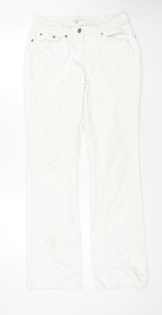 L.K. Bennett Womens White Cotton Straight Jeans Size 8 L31 in Regular Zip