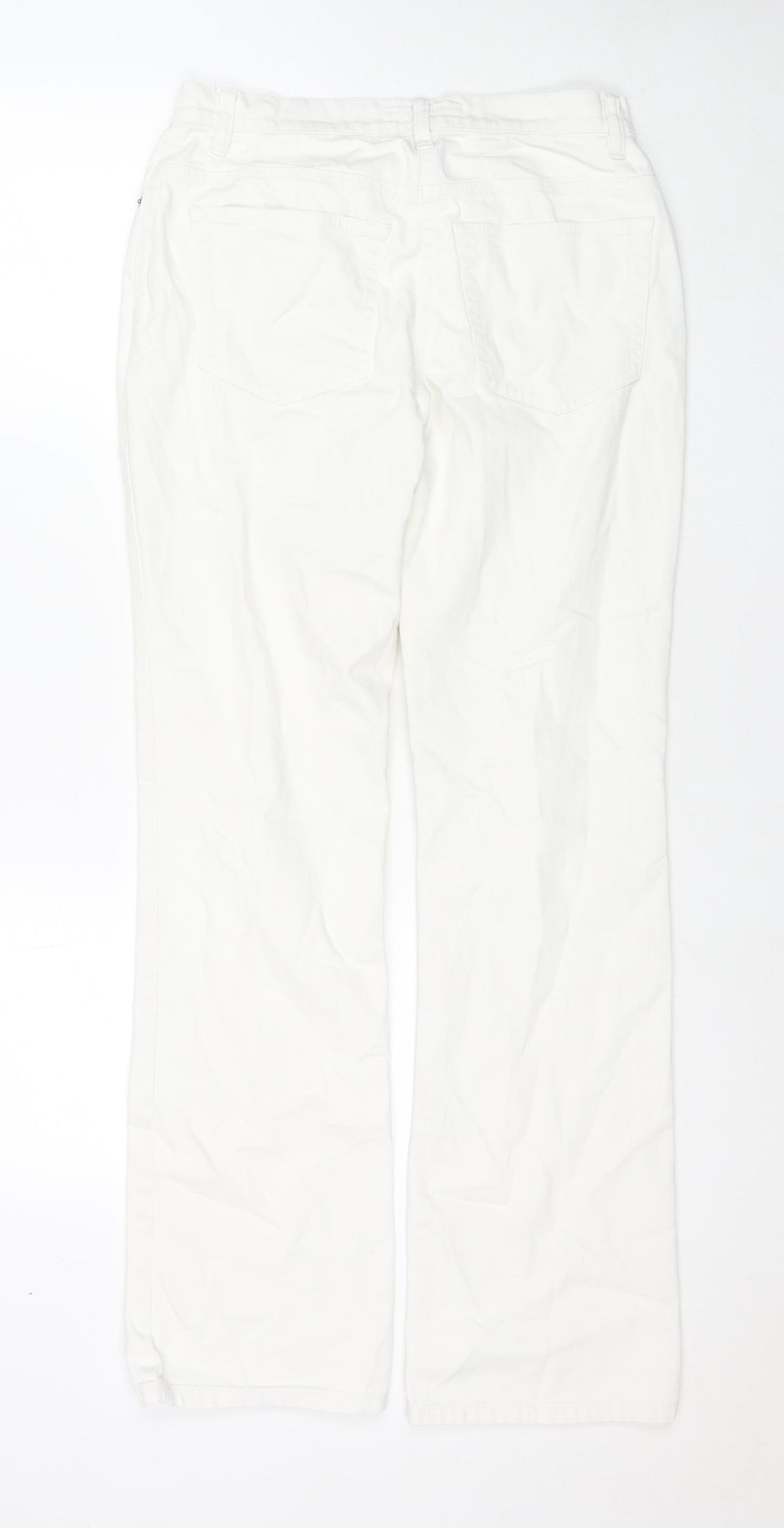 L.K. Bennett Womens White Cotton Straight Jeans Size 8 L31 in Regular Zip