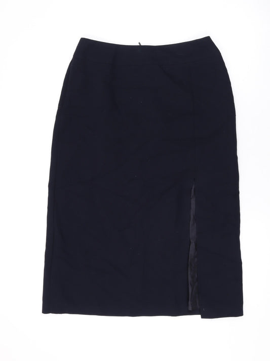 Marks and Spencer Womens Blue Polyester Straight & Pencil Skirt Size 12 Zip