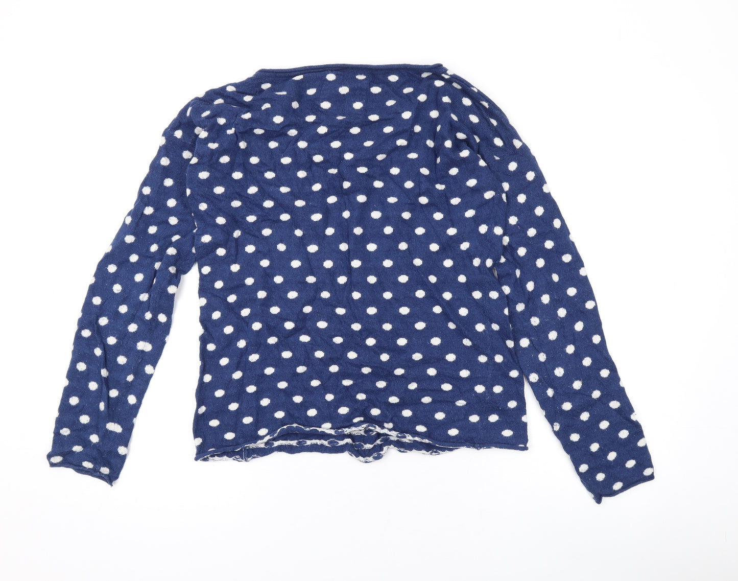 H&M Womens Blue Scoop Neck Polka Dot Cotton Pullover Jumper Size S