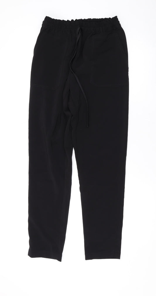 Object Womens Black Polyester Jogger Trousers Size 6 L28 in Regular Drawstring