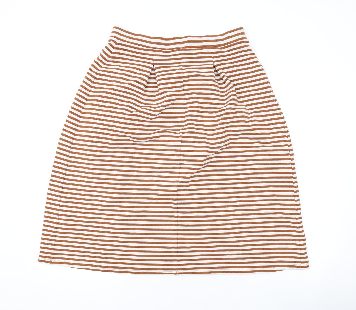 Marks and Spencer Womens Orange Striped Polyester A-Line Skirt Size 12