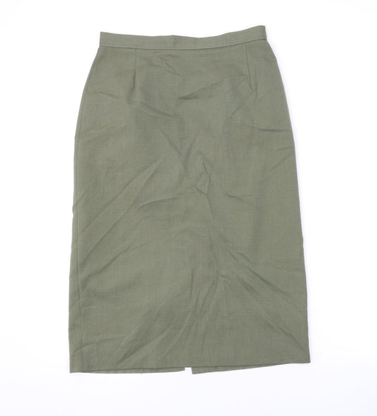 Marks and Spencer Womens Green Polyester Straight & Pencil Skirt Size 12 Zip