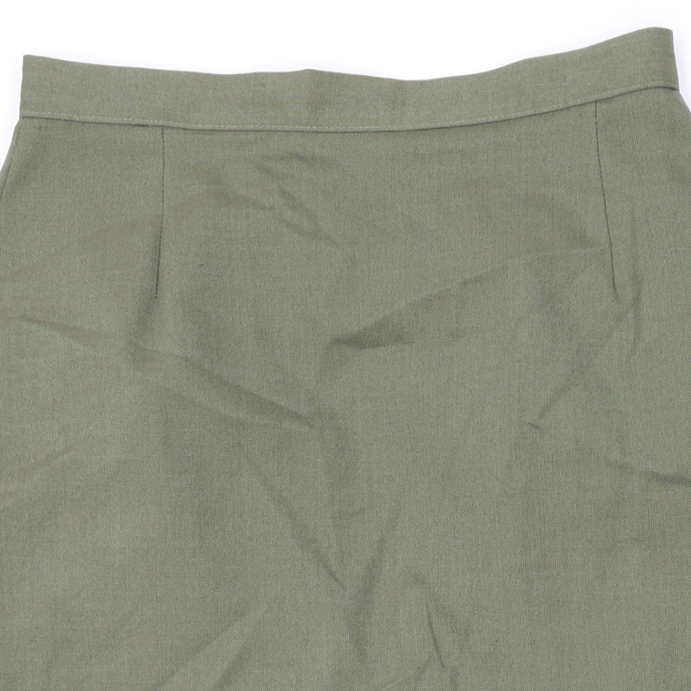 Marks and Spencer Womens Green Polyester Straight & Pencil Skirt Size 12 Zip