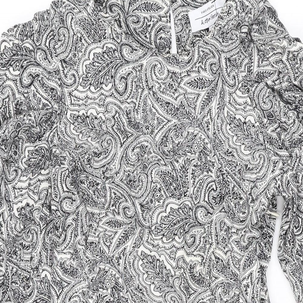 & Other Stories Womens Black Paisley Viscose A-Line Size 6 Round Neck Button