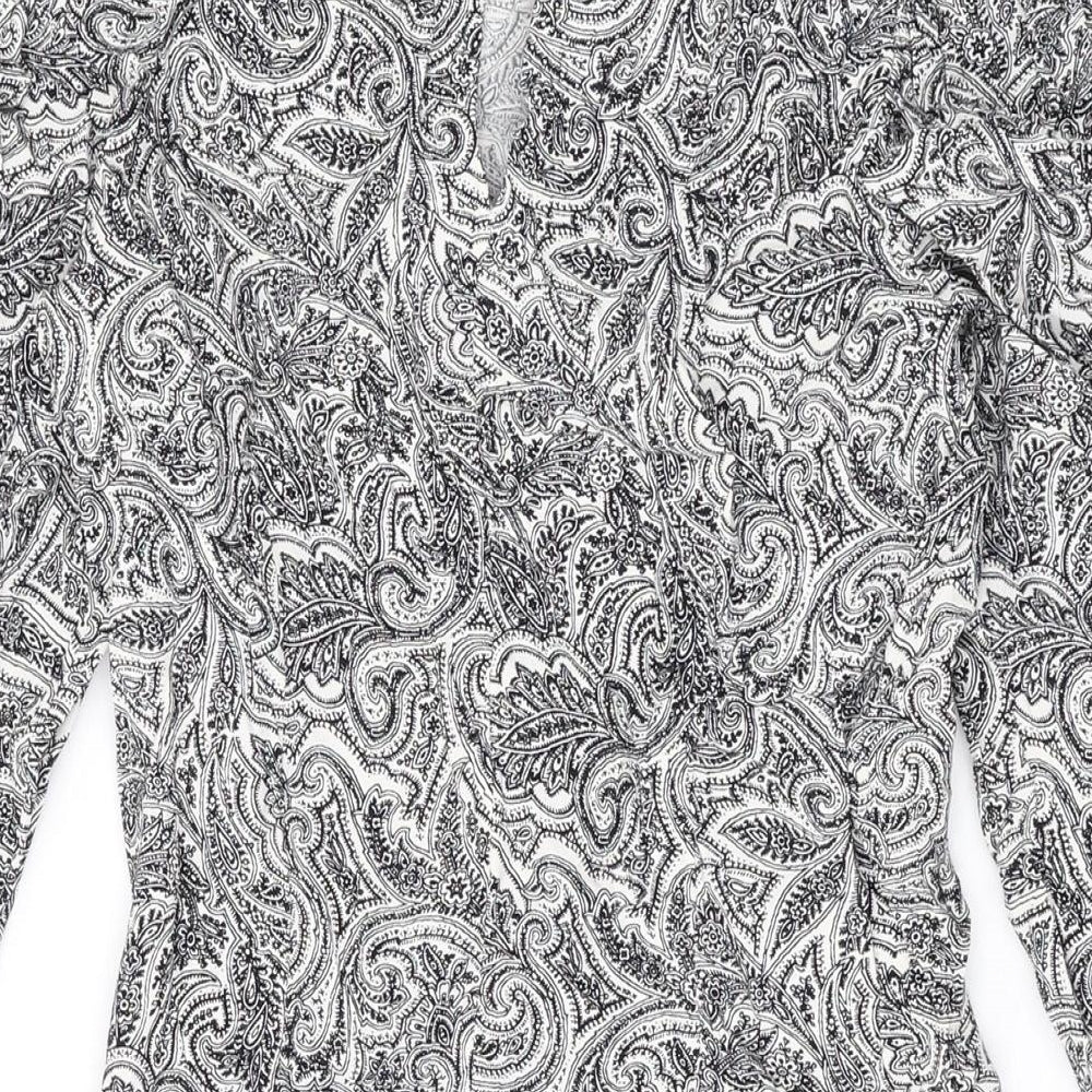 & Other Stories Womens Black Paisley Viscose A-Line Size 6 Round Neck Button