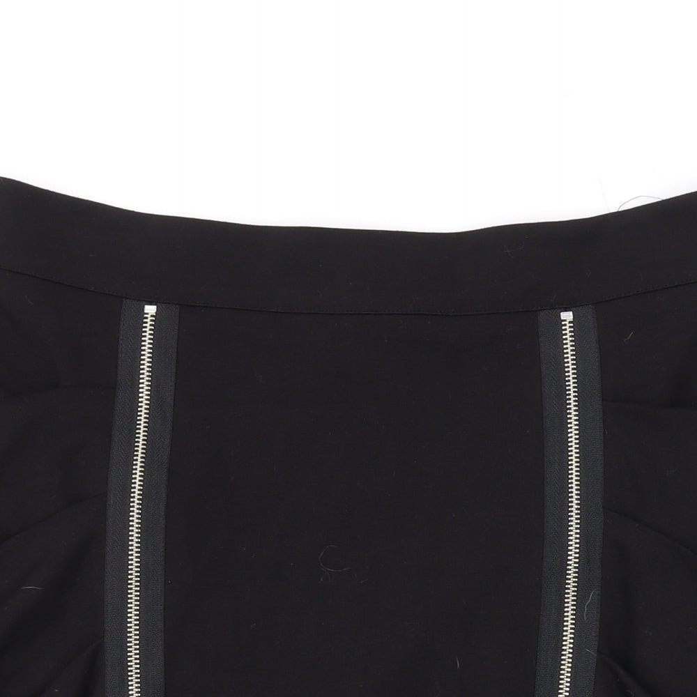 Warehouse Womens Black Polyester Mini Skirt Size 12 Zip