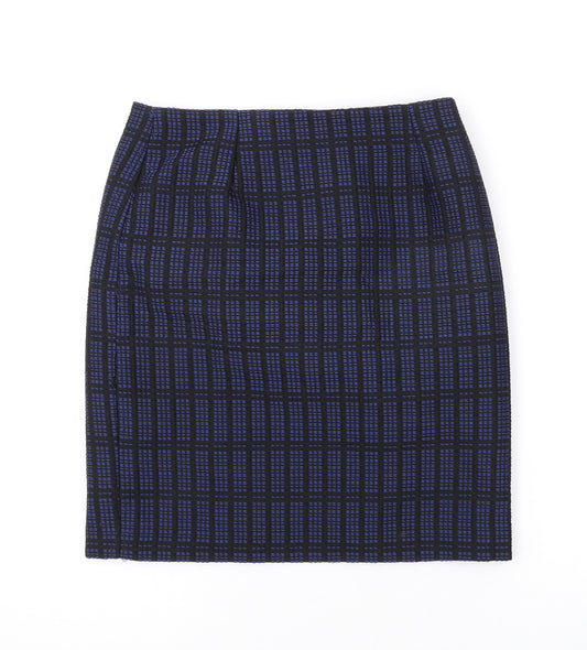 Topshop Womens Blue Geometric Cotton Mini Skirt Size 8 Zip