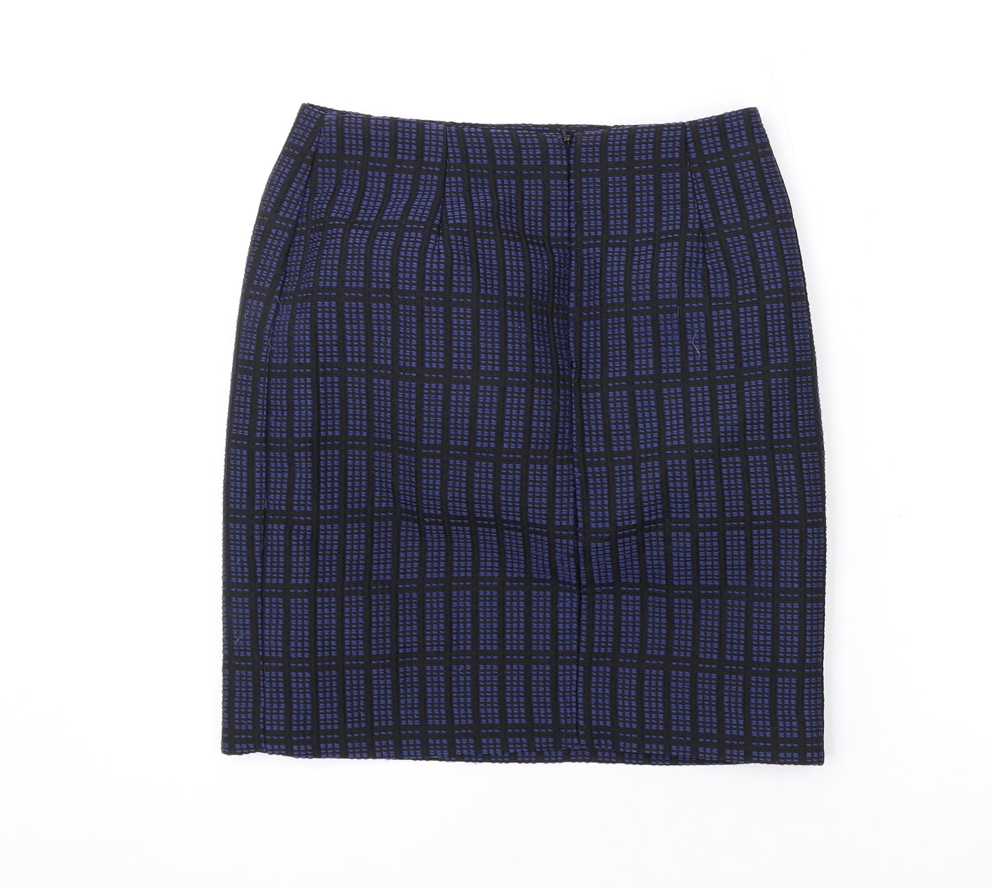 Topshop Womens Blue Geometric Cotton Mini Skirt Size 8 Zip