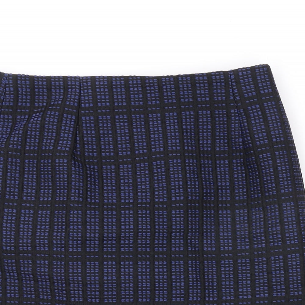 Topshop Womens Blue Geometric Cotton Mini Skirt Size 8 Zip