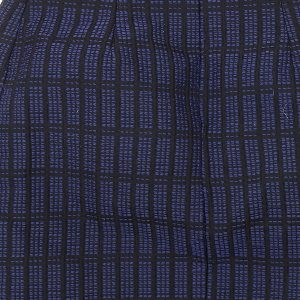 Topshop Womens Blue Geometric Cotton Mini Skirt Size 8 Zip