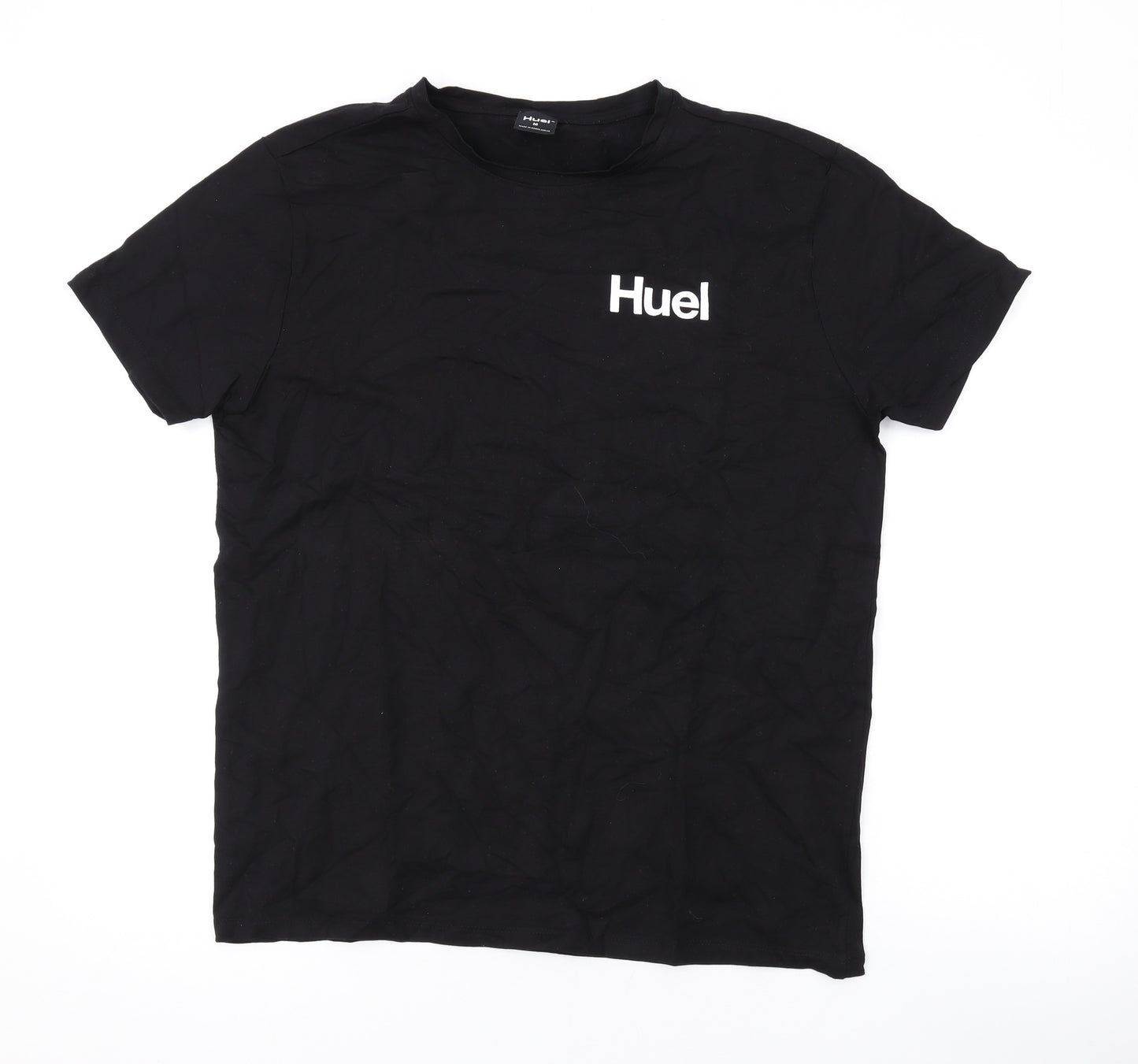 Huel Mens Black Cotton T-Shirt Size M Round Neck