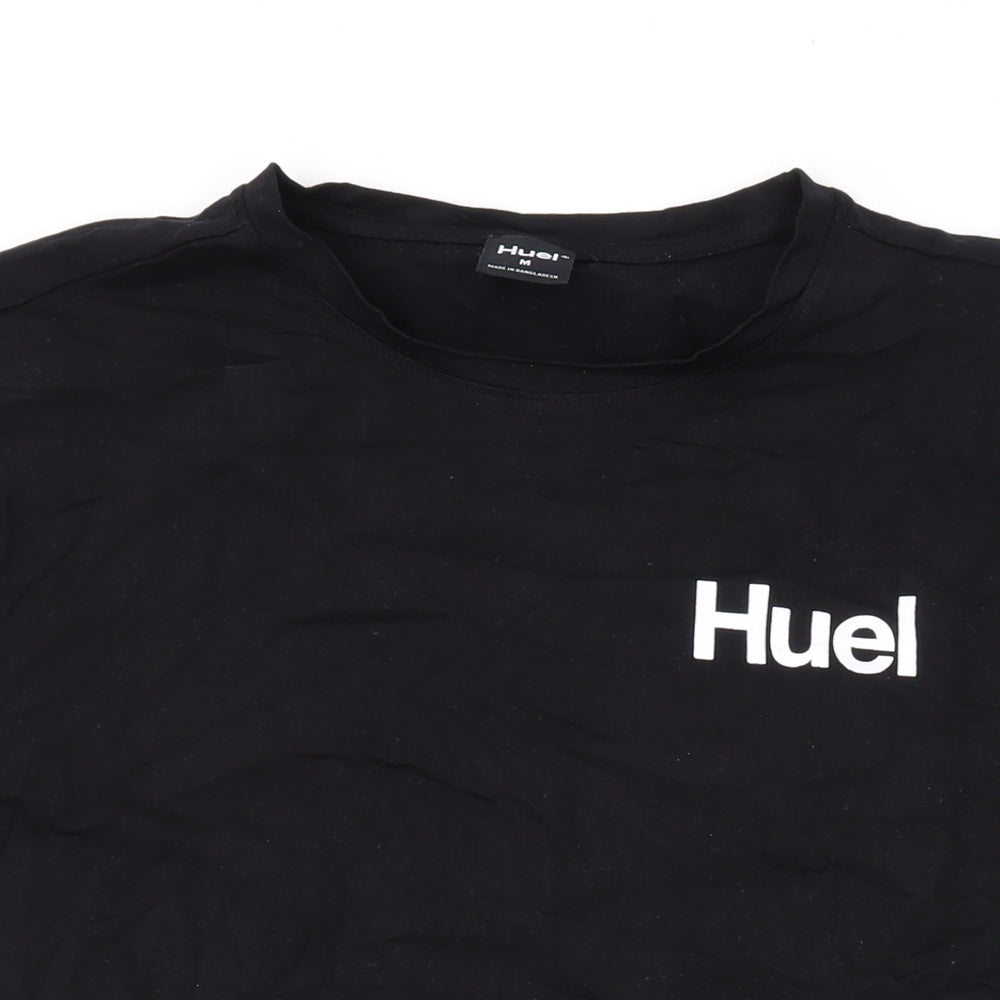 Huel Mens Black Cotton T-Shirt Size M Round Neck