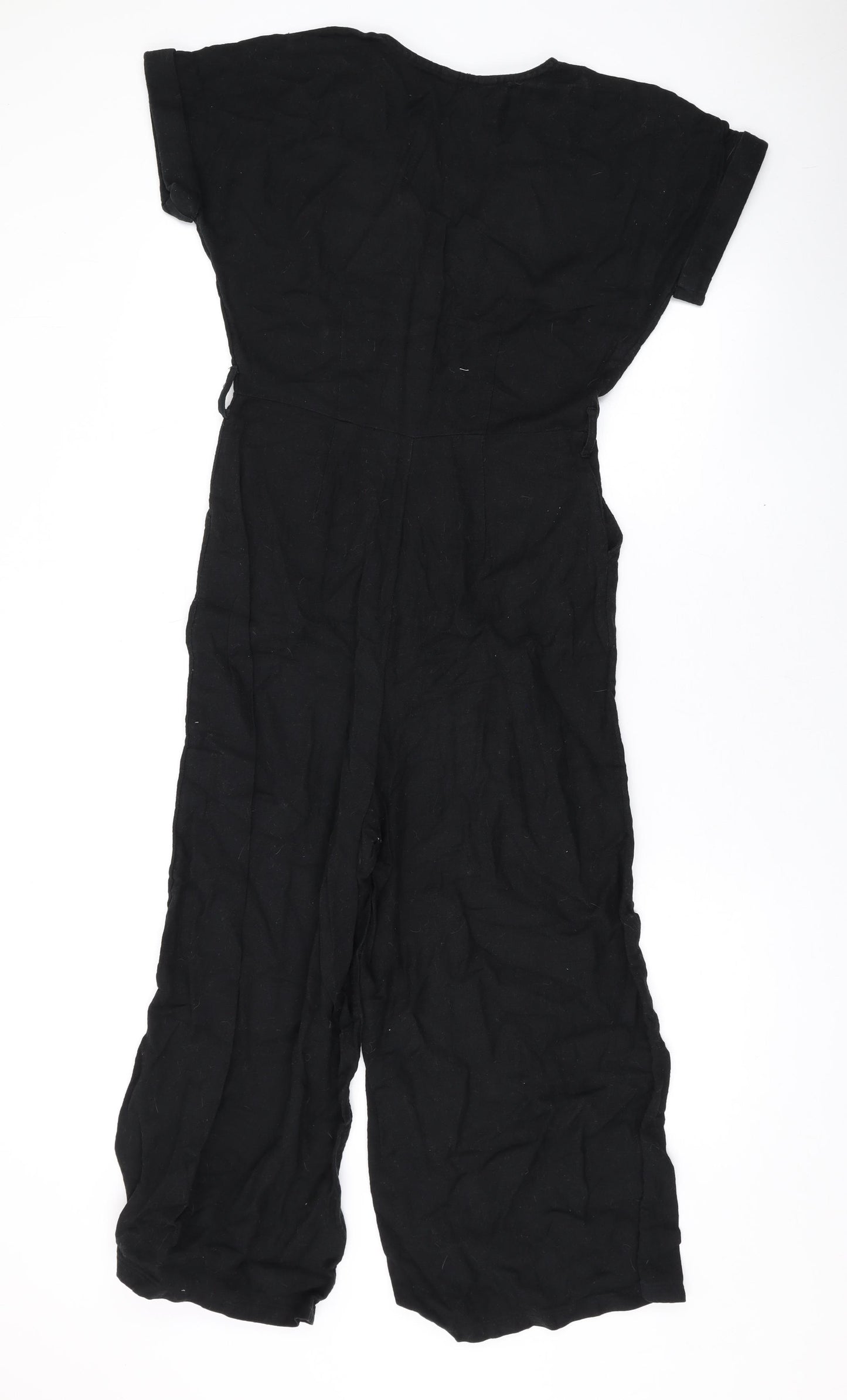 New Look Womens Black Cotton Jumpsuit One-Piece Size 8 L19 in Button