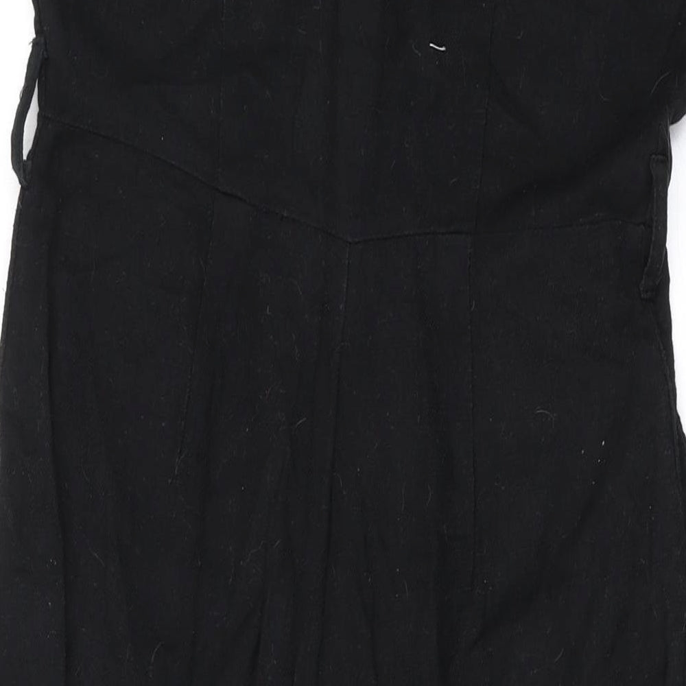 New Look Womens Black Cotton Jumpsuit One-Piece Size 8 L19 in Button