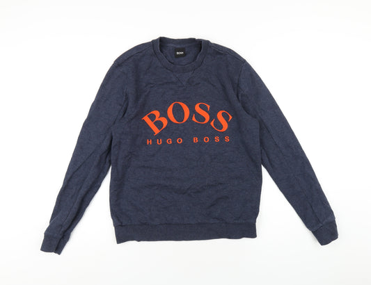 HUGO BOSS Mens Blue Cotton Pullover Sweatshirt Size S