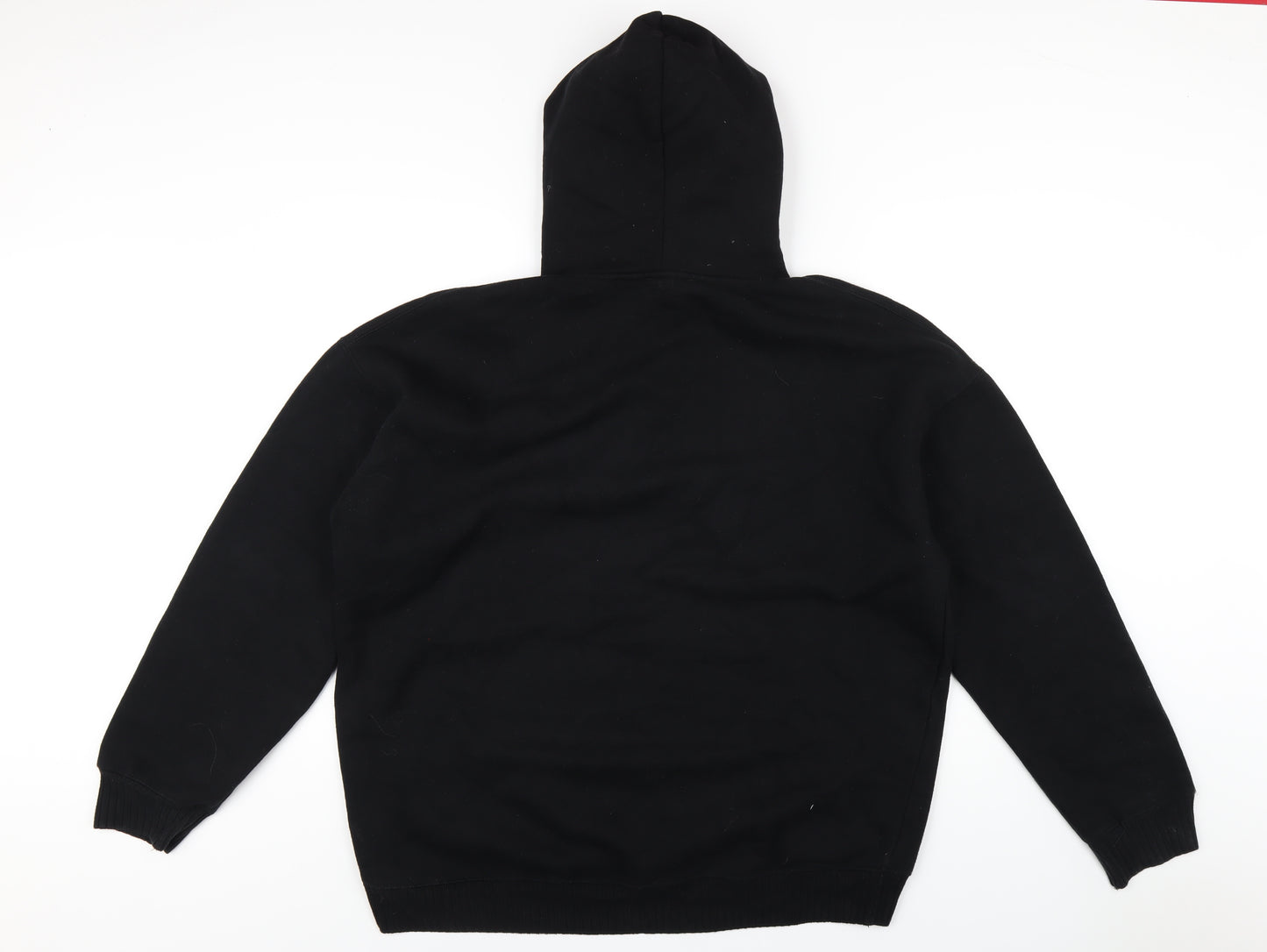 Zara Mens Black Cotton Pullover Hoodie Size S