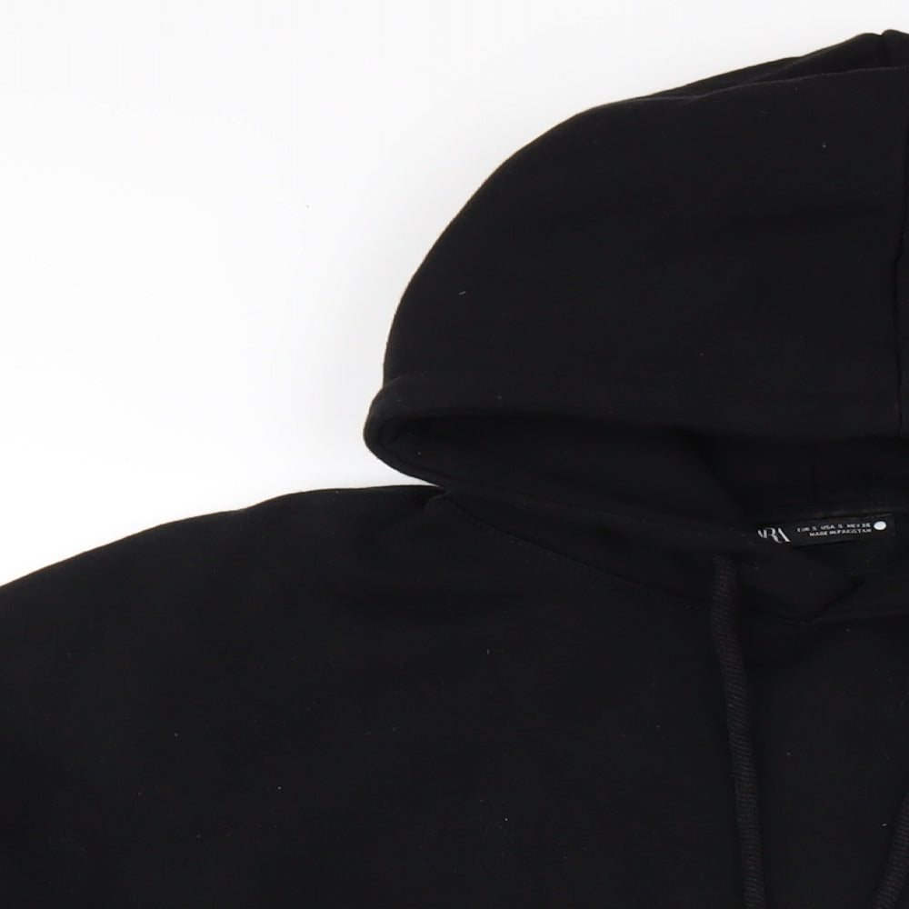 Zara Mens Black Cotton Pullover Hoodie Size S