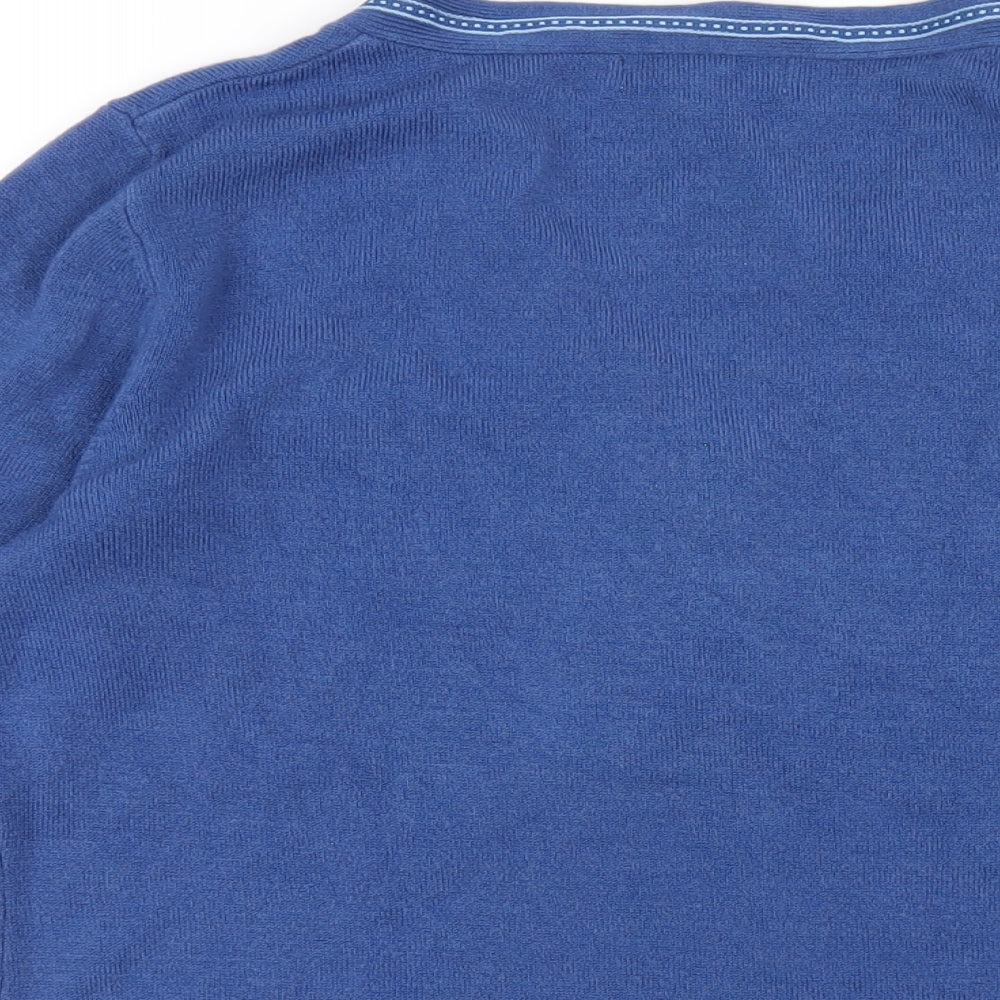 Per Una Womens Blue V-Neck Acrylic Pullover Jumper Size 14