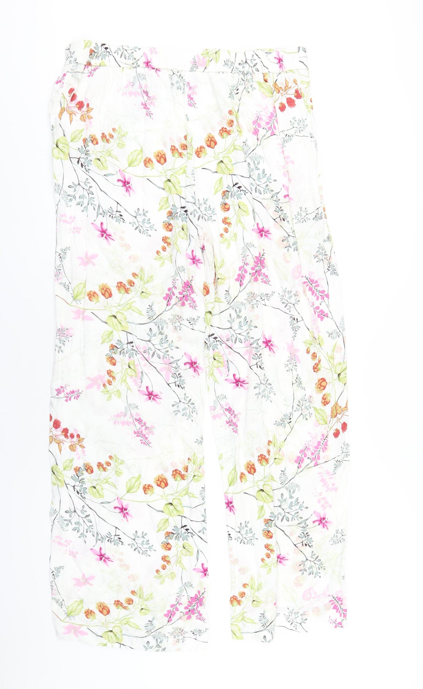 Marks and Spencer Womens Multicoloured Floral Viscose Trousers Size 14 L31 in Regular