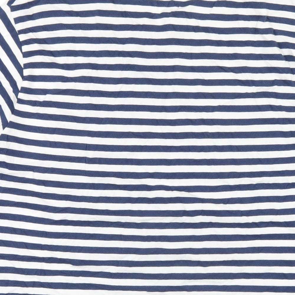 Livergy Mens Blue Striped Cotton T-Shirt Size XL Round Neck