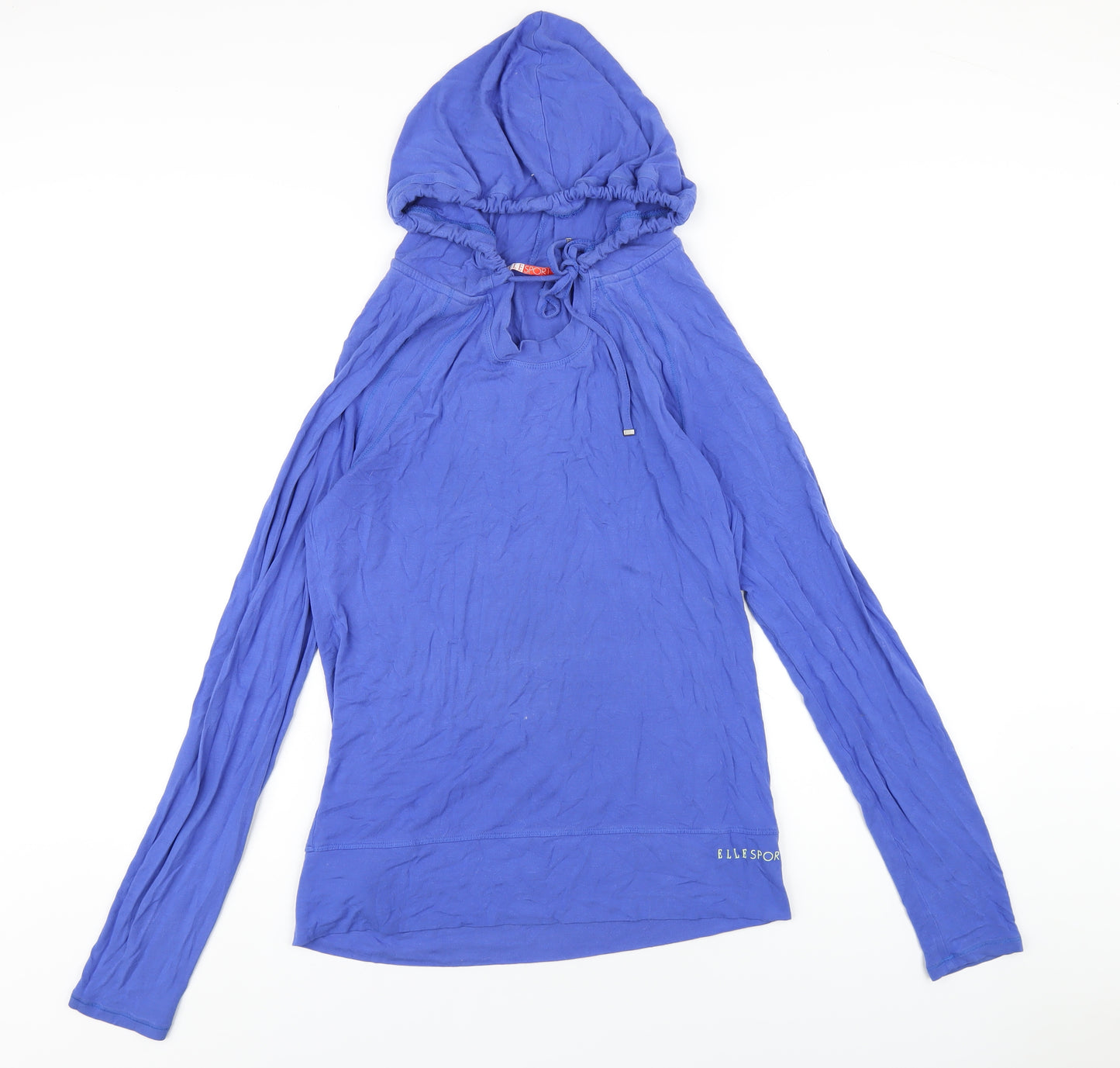 Elle Sport Womens Blue Vinyl Pullover Hoodie Size S Pullover