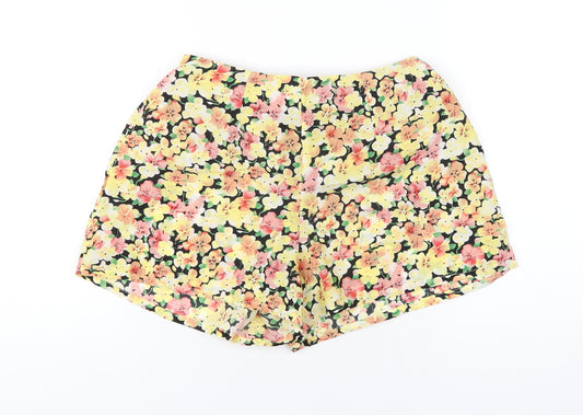 Gold Womens Multicoloured Floral Polyester Basic Shorts Size 10 Regular Pull On