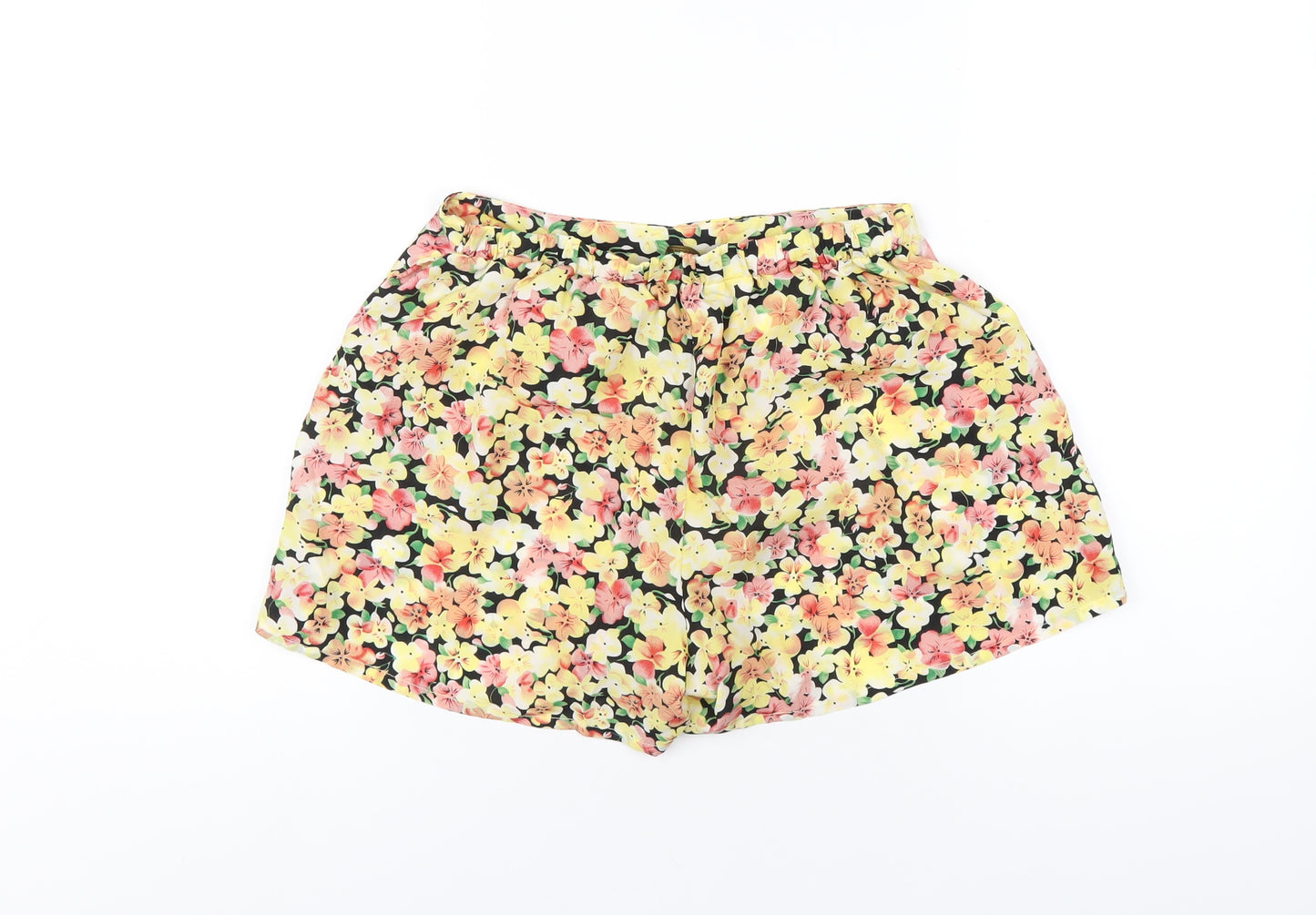 Gold Womens Multicoloured Floral Polyester Basic Shorts Size 10 Regular Pull On