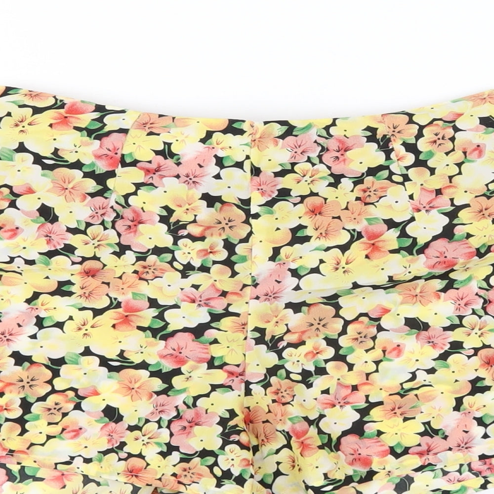 Gold Womens Multicoloured Floral Polyester Basic Shorts Size 10 Regular Pull On