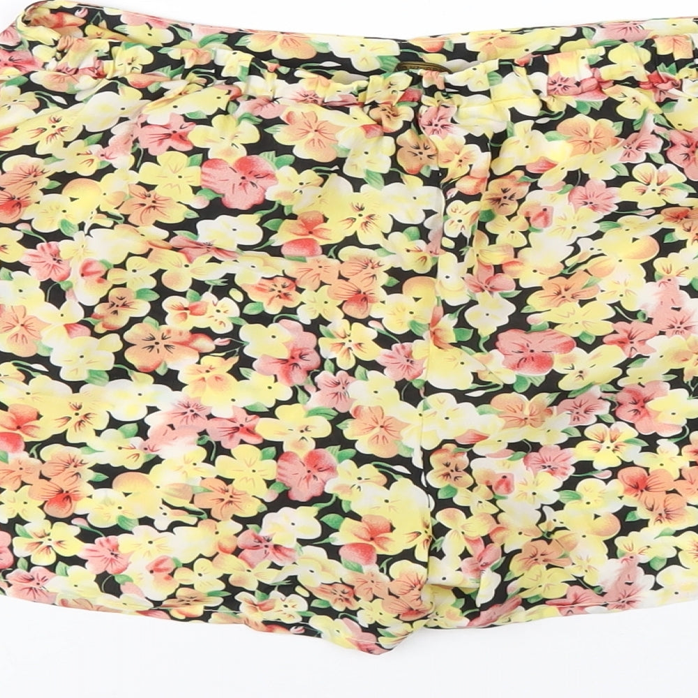 Gold Womens Multicoloured Floral Polyester Basic Shorts Size 10 Regular Pull On