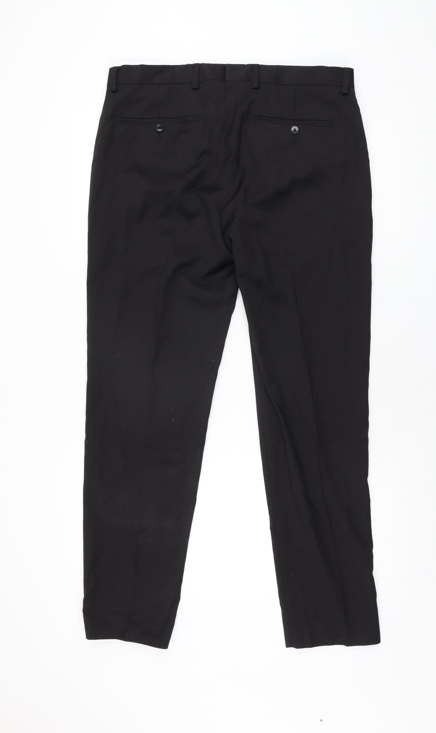 Autograph Mens Black Wool Trousers Size 34 in L31 in Regular Zip