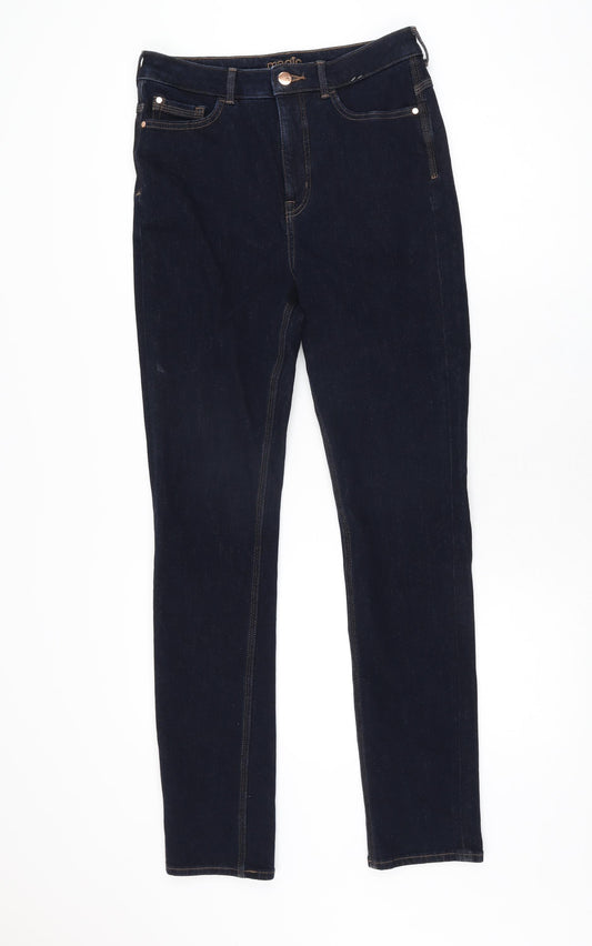 Marks and Spencer Womens Blue Cotton Skinny Jeans Size 12 L30.5 in Regular Zip