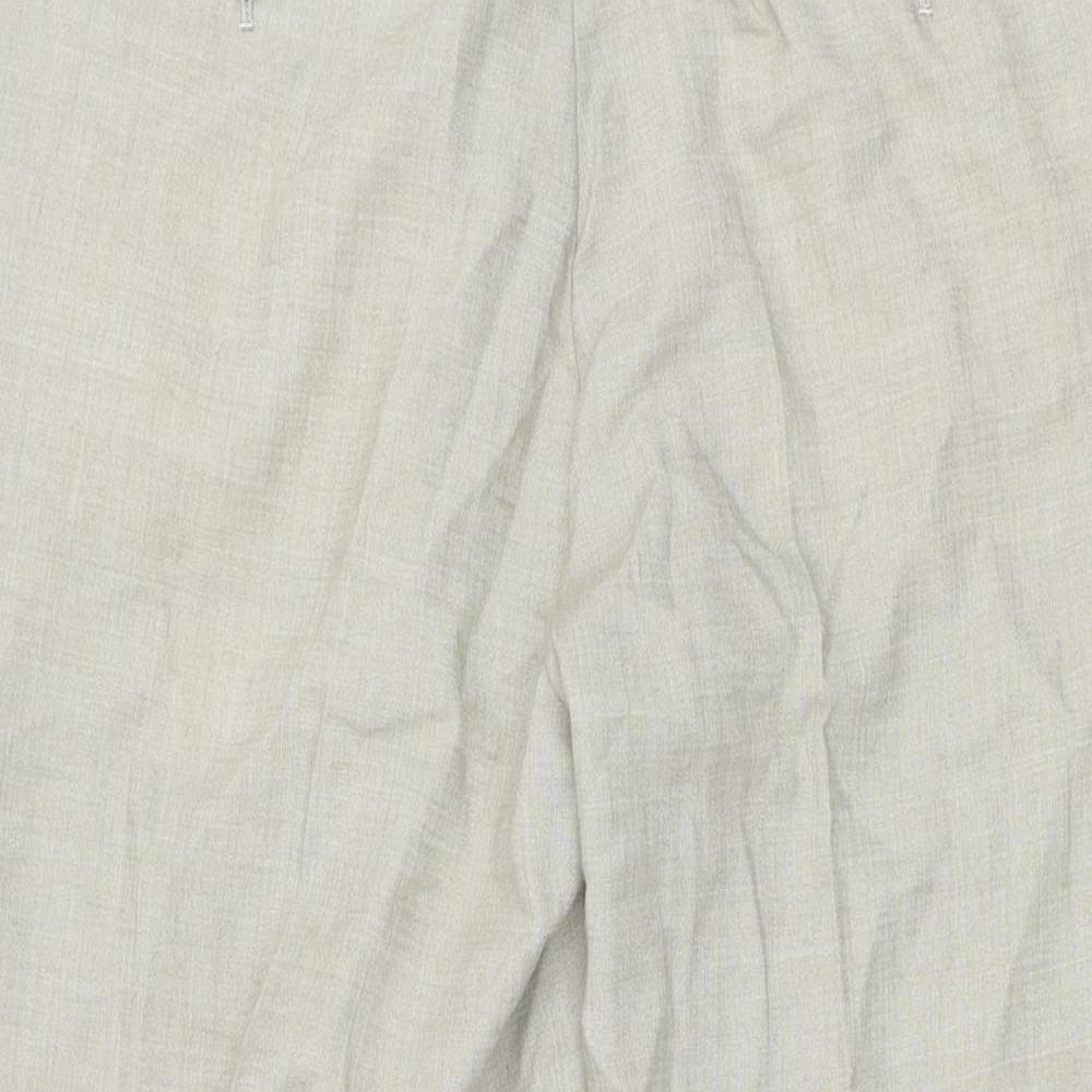 Marks and Spencer Mens Beige Linen Trousers Size 36 in L29 in Regular Zip