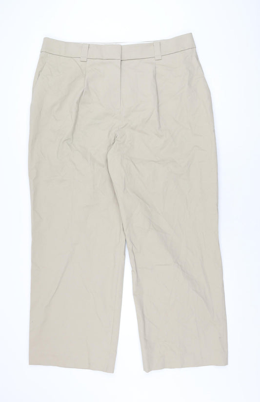 Autograph Womens Beige Cotton Trousers Size 20 L29.5 in Regular Zip